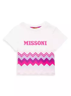 Футболка с логотипом и шевронным принтом для маленьких девочек Missoni, белый