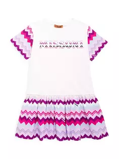 Трикотажное платье с шевронным логотипом для маленьких девочек и девочек Missoni, фиолетовый