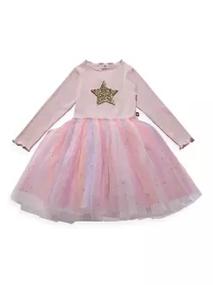 Платье-пачка со звездами и омбре для маленьких девочек, маленьких девочек и девочек Petite Hailey, цвет peach