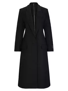 Приталенное пальто из смесовой шерсти с молнией сзади Boss, серый