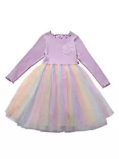 Вязаное многослойное платье с эффектом омбре для маленьких девочек и девочек Daisy Petite Hailey, фиолетовый
