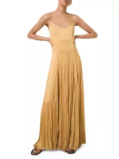 Платье-комбинация макси с жатым эффектом Jamison Michael Kors Collection, цвет sand