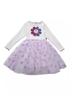 Платье-пачка с блестящими маргаритками для малышей, маленьких девочек и девочек Petite Hailey, фиолетовый
