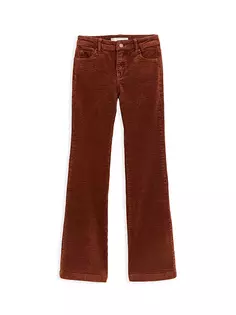 Вельветовые брюки-клеш с высокой посадкой для девочек Tractr, коричневый