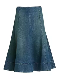 Расклешенная джинсовая юбка миди Lennox Khaite, цвет archer