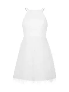 Мини-платье без рукавов с искусственными перьями Bcbgmaxazria, цвет off white