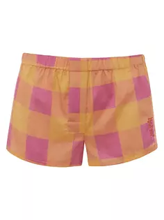 Пижамные шорты в мелкую клетку Les Girls Les Boys, цвет berry pink citrus