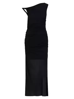 Асимметричное перекрученное платье-миди Helmut Lang, черный