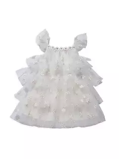 Многослойное платье-пачка с ромашками для маленьких девочек, маленьких девочек и девочек Petite Hailey, слоновая кость