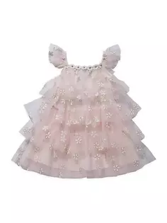 Многослойное платье-пачка с ромашками для маленьких девочек, маленьких девочек и девочек Petite Hailey, розовый