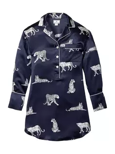 Шелковая ночная рубашка Panthere De Nuit Petite Plume, темно-синий