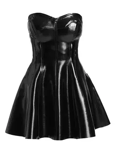 Мини-платье Grace Vegan из лакированной кожи без бретелек Norma Kamali, черный