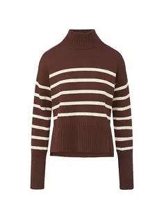 Хлопковый свитер в полоску Lancetti Veronica Beard, цвет chicory ecru