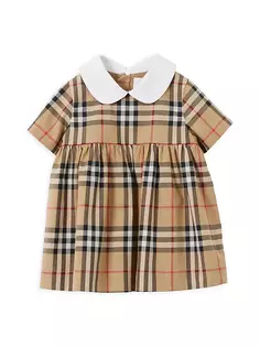 Платье в клетку Babydoll для маленьких девочек Burberry, цвет archive beige check