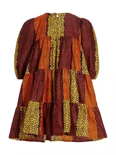 Мини-платье Simi из хлопковой смеси пэчворк Elisamama, коричневый