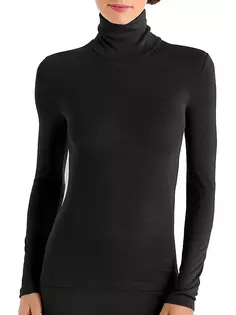 Пуловер из шерсти и шелка с высоким воротником Hanro, черный
