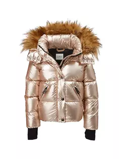 Куртка Elsa с отделкой из искусственного меха металлик для маленьких девочек и девочек Sam., цвет light gold