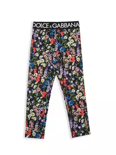 Леггинсы с логотипом Fiori для маленьких девочек и девочек Dolce&amp;Gabbana, мультиколор