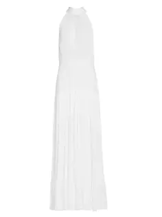 Платье макси Lilliana с полоской на талии Veronica Beard, белый