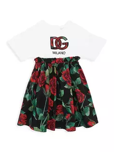 Платье-футболка с логотипом Little Girl&apos;s &amp; Girl&apos;s Rose Dolce&amp;Gabbana, цвет rose