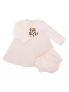 Платье и шаровары с леопардовой вышивкой для маленьких девочек Dolce&amp;Gabbana, цвет baby pink
