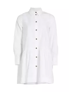 Платье-рубашка мини из хлопкового поплина Ganni, белый
