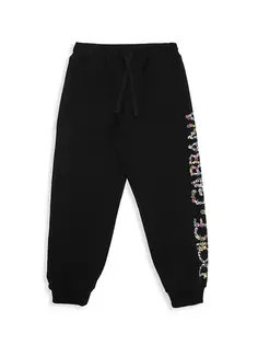 Спортивные брюки с цветочным логотипом для маленьких девочек и девочек Dolce&amp;Gabbana, черный