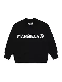 Толстовка с круглым вырезом и логотипом Little Kid&apos;s &amp; Kid&apos;s Mm6 Maison Margiela, черный