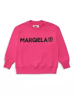 Толстовка с круглым вырезом и логотипом Little Kid&apos;s &amp; Kid&apos;s Mm6 Maison Margiela, темно-розовый