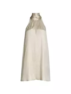 Шелковое мини-платье цвета металлик Puglia Galvan, белый