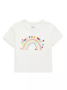 Радужная футболка для маленьких девочек и девочек «Защити свою энергию» Chaser, цвет auqa glass