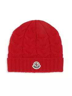 Детская шерстяная шапка с логотипом Moncler, красный