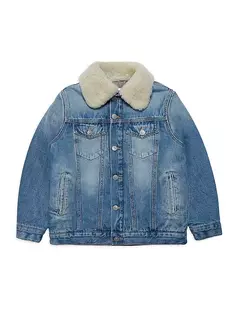 Детская джинсовая куртка с коротким воротником Mm6 Maison Margiela, синий