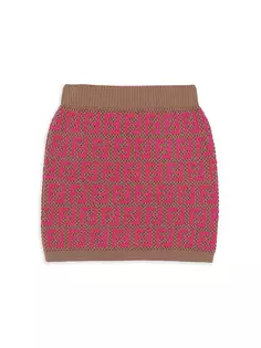Жаккардовая трикотажная юбка с узором FF для маленьких девочек и девочек Fendi, фуксия