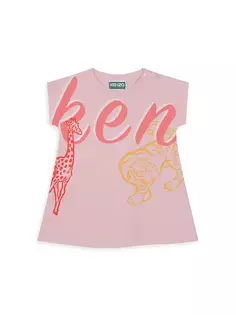 Платье трапециевидного силуэта с принтом для маленьких девочек и маленьких девочек Kenzo, розовый