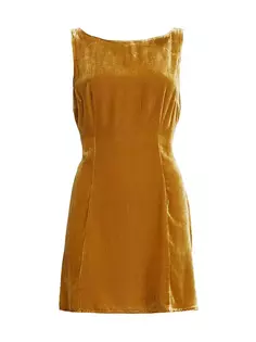 Бархатное мини-платье-комбинация Brisbane Reformation, золото