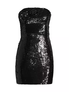 Мини-платье Sascha без бретелек с розочкой и пайетками Milly, черный
