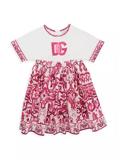 Платье-футболка Tris Maioliche с логотипом Little Girl&apos;s &amp; Girl&apos;s Dolce&amp;Gabbana, розовый
