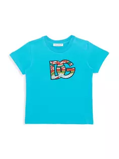 Футболка с логотипом Ricamo для маленьких мальчиков Dolce&amp;Gabbana, синий