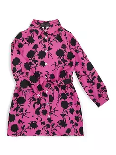 Платье-рубашка Dalia из шелкового твила для девочек Versace, цвет waterlily black