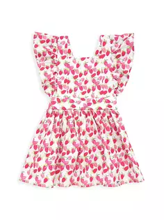 Платье с клубничным принтом для маленьких девочек и маленьких девочек Worthy Threads, розовый