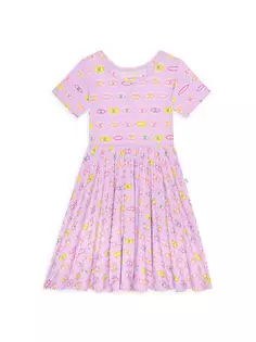 Платье Cleo с короткими рукавами для маленьких девочек и девочек Posh Peanut, фиолетовый