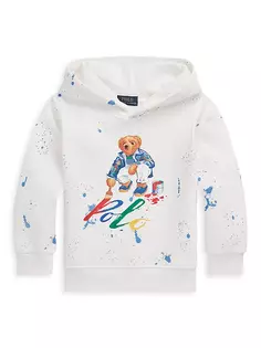 Толстовка с капюшоном Little Boy&apos;s &amp; Boy&apos;s Polo Bear Paint Splatter Polo Ralph Lauren, цвет deckwash white