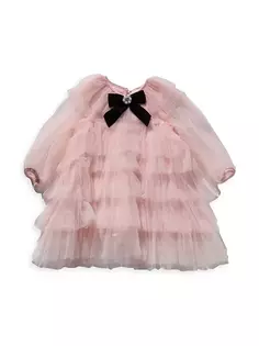 Многослойное платье с бантом для маленьких девочек и девочек Petite Hailey, розовый