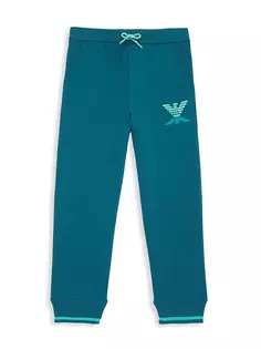 Спортивные брюки с принтом орла для маленьких мальчиков и мальчиков Emporio Armani, синий