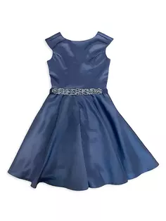 Кружевное платье с короткими рукавами для девочек Un Deux Trois, темно-синий