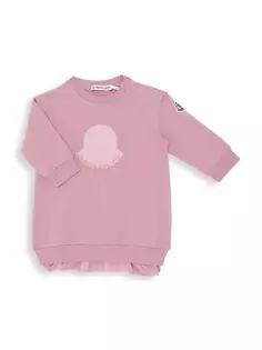 Платье-свитшот с логотипом для маленьких девочек и маленьких девочек Moncler, розовый