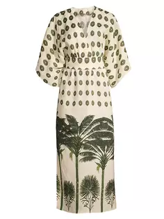 Платье макси Topacio с пальмовым принтом Juan De Dios, цвет cream green palms