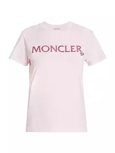 Хлопковая футболка с логотипом и короткими рукавами Moncler, розовый