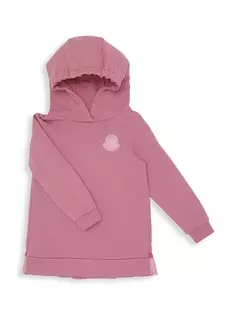 Платье-толстовка с капюшоном и логотипом для маленьких девочек Moncler, розовый